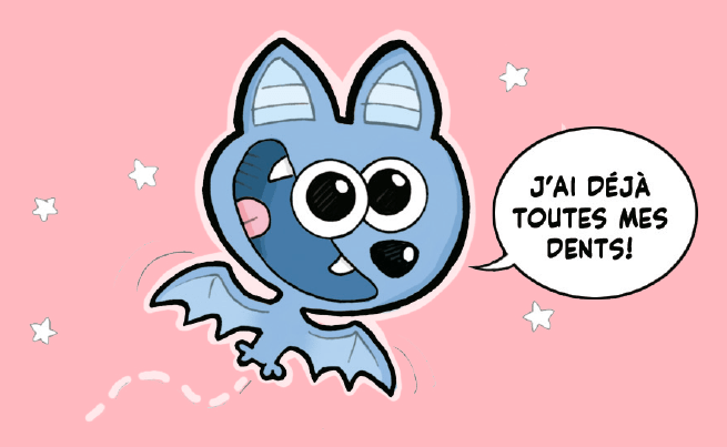 Dessin humoristique d'un bébé chauve-souris